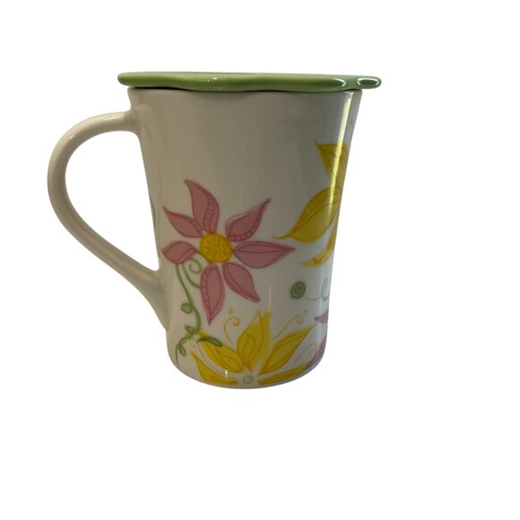 Starbucks Spring Floral Pink Flowers Ceramic Coffee Mug Cup w/ Coaster Lid 13 oz - Picture 3 of 9